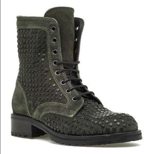 275 Central Studded Lace Up Boots - Army Green